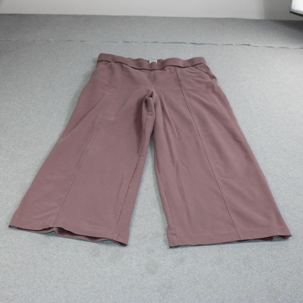 Lee Sweatpant Women XL Pink Wide Leg Crop Jersey Elastic Waist Lounge Athleisure